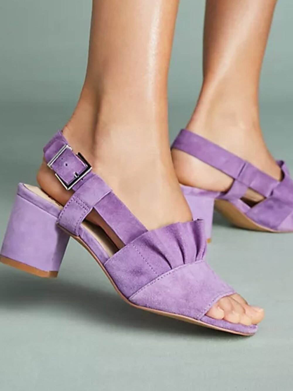 Miista Romeo Lilac Suede Block Heel Sandals Size 37